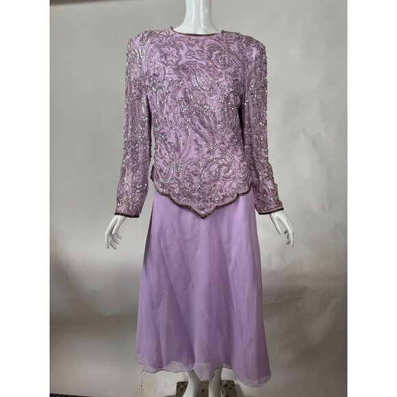 Night Vogue Lavender Beaded Two-Piece Set XL / L 100% Polyester Womens Blemishes - Picture 1 of 16